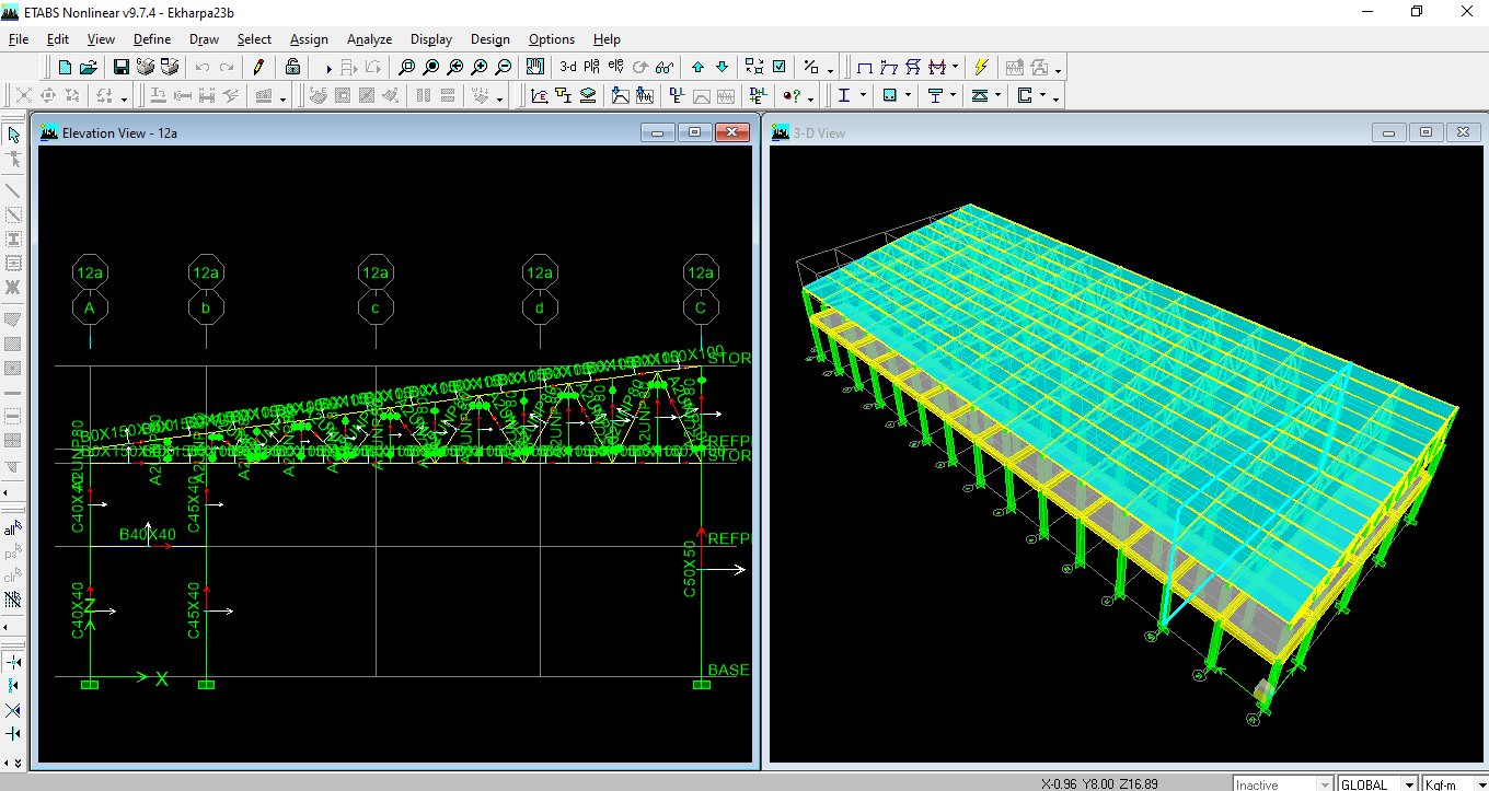  سازه کارخانه خرپایی واقع در قزاقستان باستونهای بتنی و سقف خرپایی فلزی با دهانه 22 متر